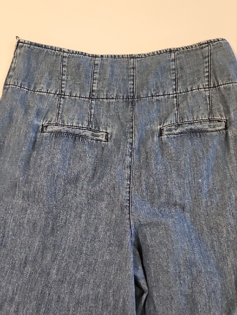 Free People Wide-Leg Soft Chambray Jeans - Dark Blue 0103 - Picture 12 of 16